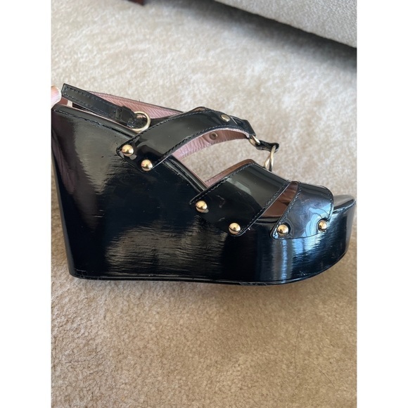 Red VALENTINO BLACK WEDGES - SIZE 10/40 - Picture 8 of 10